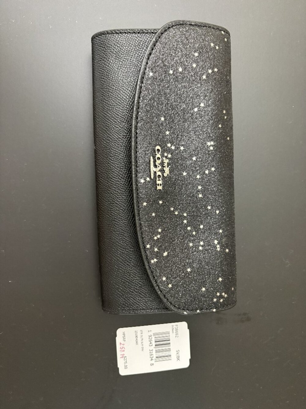 Coach Black Wallet with Sparkles NWT